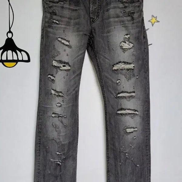 [BUNJANG] BUCKAROO Vintage Distressed Black Denim Pants / [32] BUCKAROO 빈티지 디스트로이드 흑청 데님 팬츠