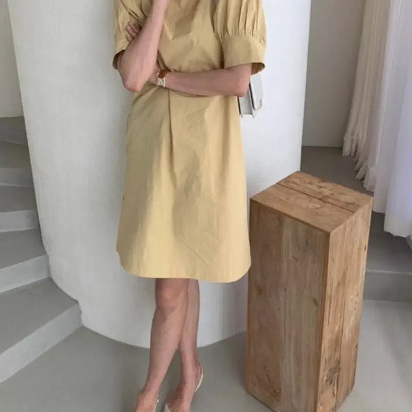 [BUNJANG] YUMER Yellow Puff Dress / 유메르 옐로우 퍼프원피스