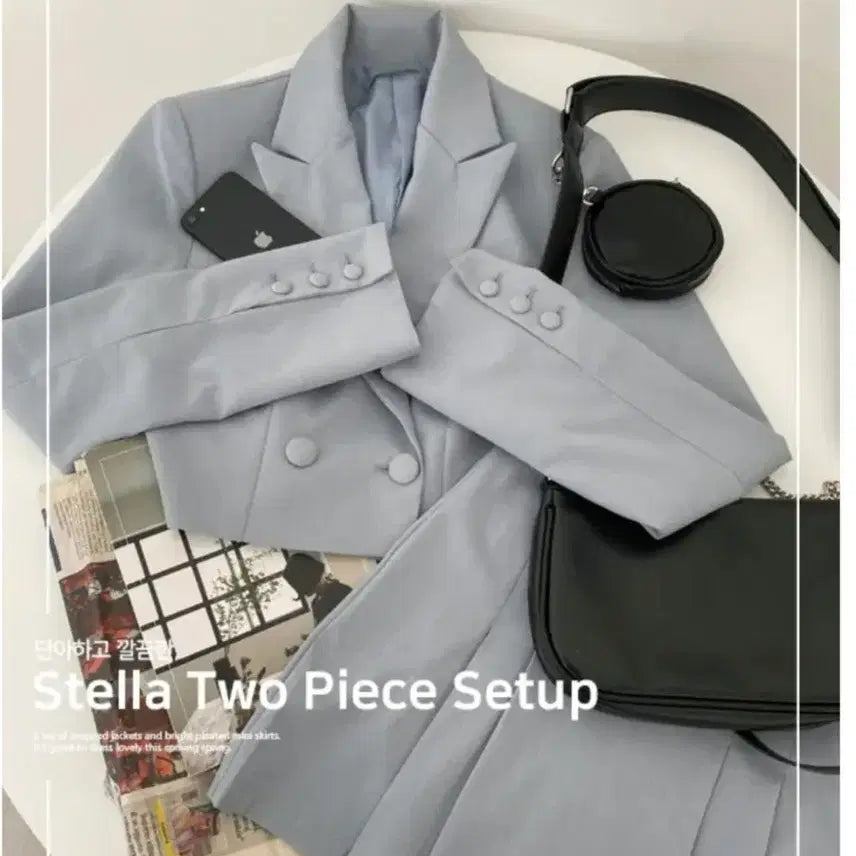 [BUNJANG] Sage Green Jacket and Skirt Set / 소라색 자켓+스커트 셋업 투피스