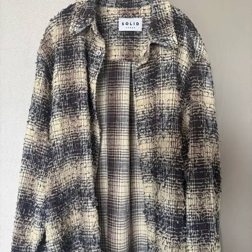 [BUNJANG] Solid Homme 26FW Navy Brushed Check Shirt / 26fw (46)솔리드옴므 네이비 브러시드 체크 셔츠