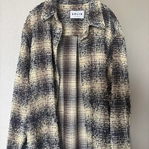 [BUNJANG] Solid Homme 26FW Navy Brushed Check Shirt / 26fw (46)솔리드옴므 네이비 브러시드 체크 셔츠