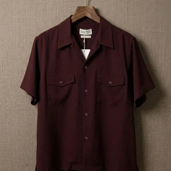 [BUNJANG] Recto Camp Collar Western Shirt Burgundy / 렉토 캠프카라 웨스턴 셔츠 m