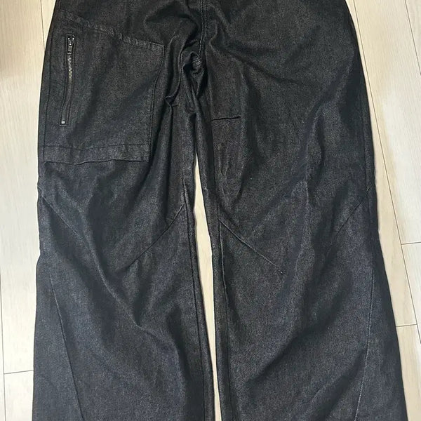 [BUNJANG] ETCEE Side Pocket Curved Denim Black XL / 새상품 이티씨이 사이드 포켓 커브드 데님 블랙 XL
