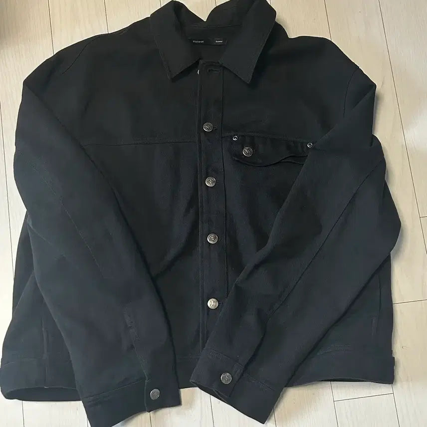 [BUNJANG] ETCIE Double Flap Trucker Jacket Black XL / 새상품 이티씨이 크롭 더블 플랩 트러커 블랙 XL
