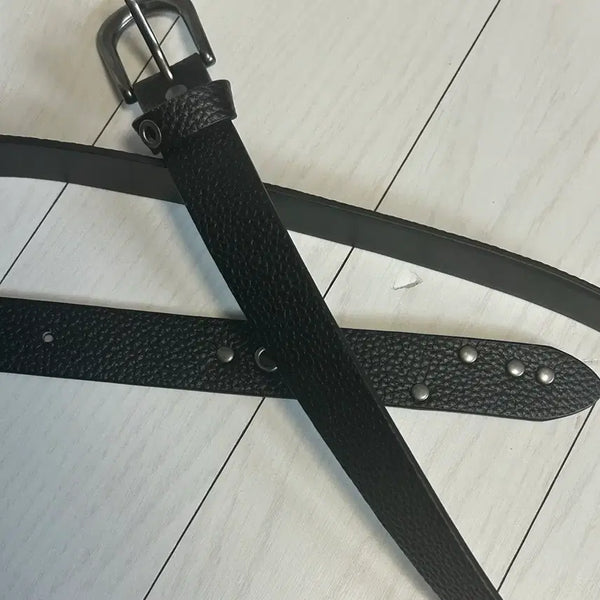 [BUNJANG] ETCEE Studded Leather Belt Black / 이티씨이 스터드 레더 벨트 블랙