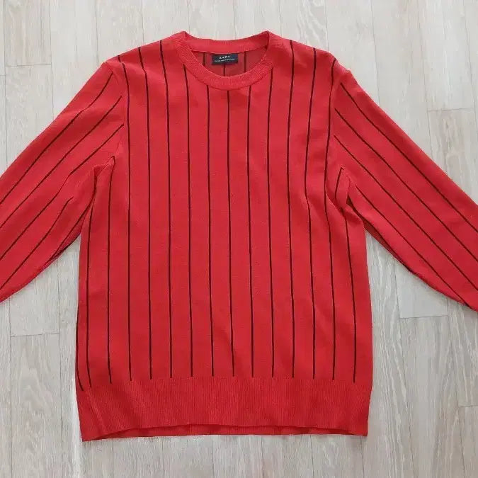 [BUNJANG] ZARA Striped Knit Red Black M / 자라 ZARA 스트라이프 니트 레드 블랙 M