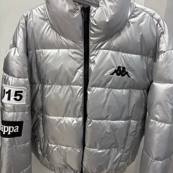 [BUNJANG] Kappa Silver Glossy Padded Jacket M / 카파 실버 유광 패딩 새상품 m