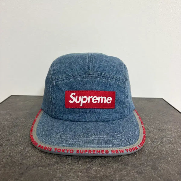 [BUNJANG] Supreme Red Box Logo Washed Denim Camp Cap / 슈프림 레드 박스로고 캠프캡 모자 워시드 데님