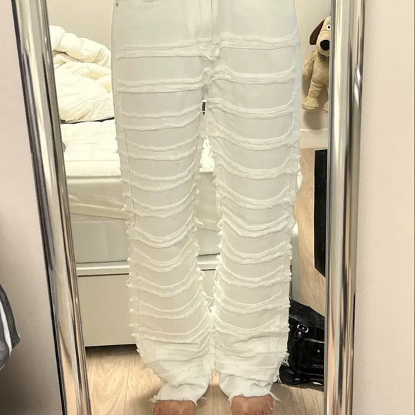 [BUNJANG] White Denim Straight Fit Jeans / 새상품) 화이트데님