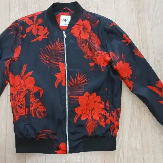 [BUNJANG] ZARA Luxury Blouson Jacket Black Red L / 자라 ZARA 럭셔리 블루종 나염 블랙레드 L