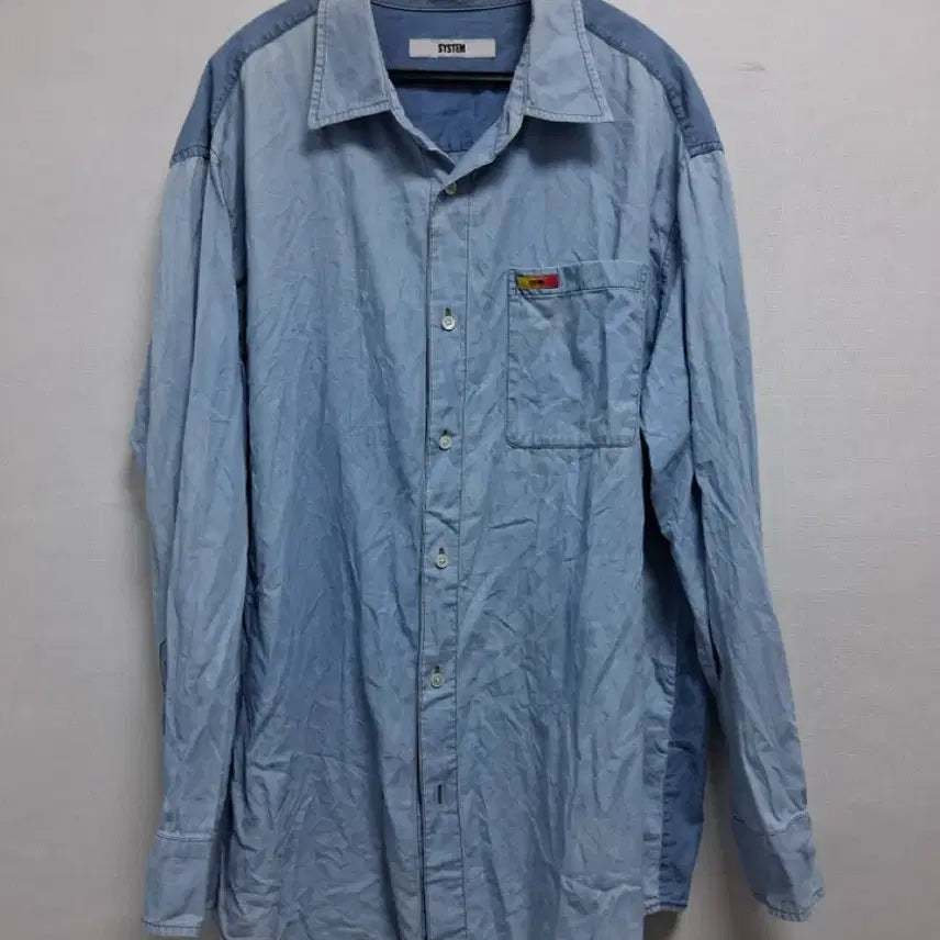 [BUNJANG] System Solid Sky Blue Shirt / 시스템 셔츠 하늘색 무지