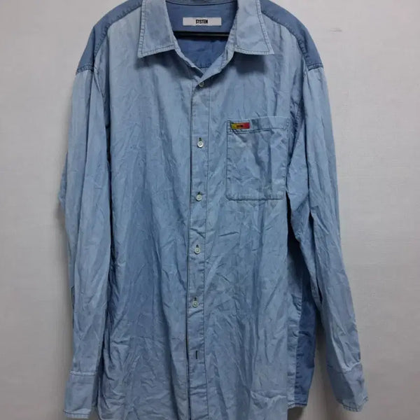 [BUNJANG] System Solid Sky Blue Shirt / 시스템 셔츠 하늘색 무지
