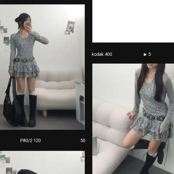 [BUNJANG] Leopard Print Ruffle Layered Halter Neck Sleeveless Dress / 호피 홀터넥 나시원피스 레오파드 프릴 레이어드