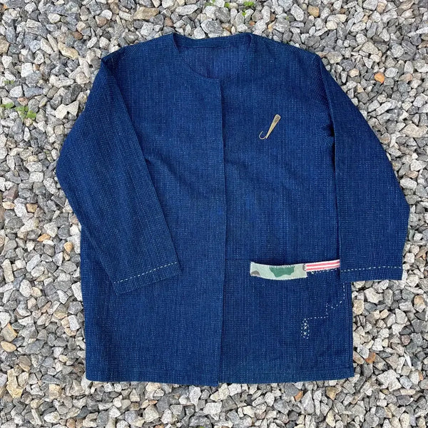 [BUNJANG] Indigo Stripe Remake Japanese Vintage Work Jacket / 인디고 스트라이프 리메이크 일본 빈티지 노라기 자켓(실측확인)