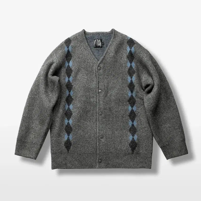[BUNJANG] Dimitri Black Argyle Mohair Cardigan / 디미트리블랙 아가일 모헤어 가디건
