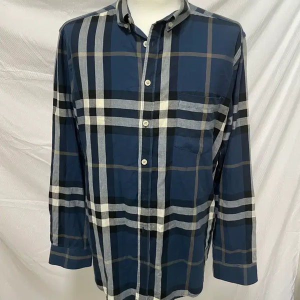 [BUNJANG] Burberry Check Shirt Blue / 버버리 체크 남방 셔츠 블루