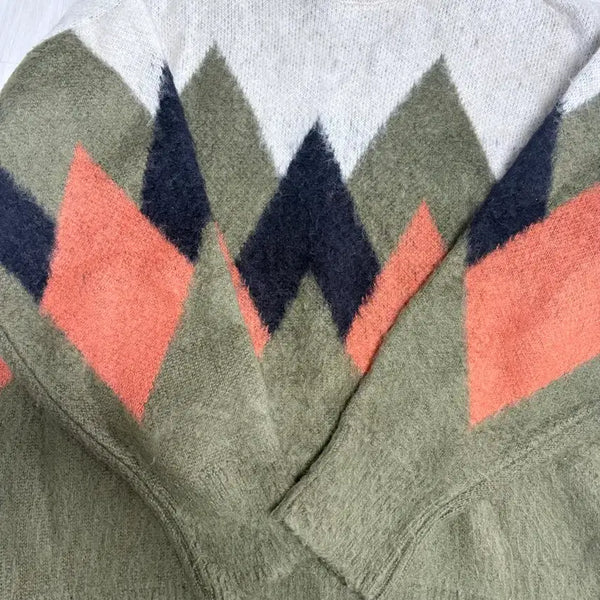 [BUNJANG] Nitted Argyle Mohair Knit / 니티드 아가일 모헤어 니트