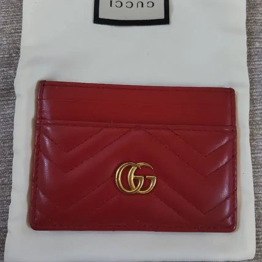 [BUNJANG] Gucci Matelassé Quilted Card Holder Red / 구찌 카드지갑 레드