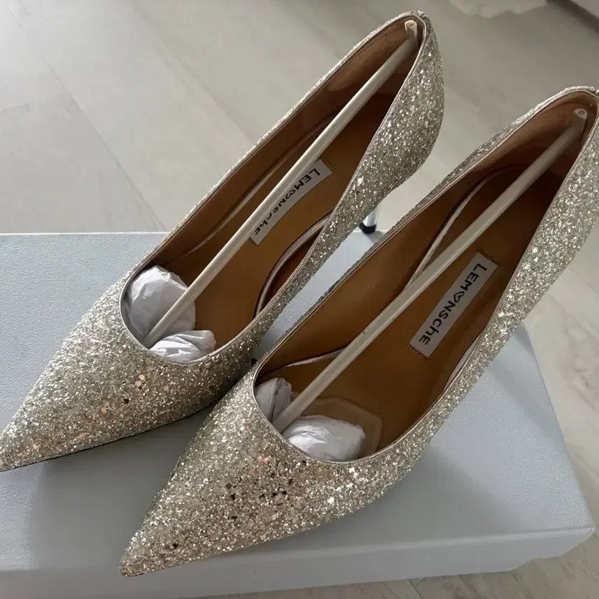 [BUNJANG] Le Mon Cher Glitter Heel 7cm Vanilla White / 르몽쉐 글리터힐 바닐라 화이트 36(230) 7cm