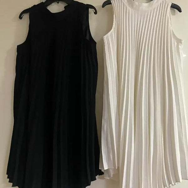 [BUNJANG] Pleated Sleeveless Dress / 개당) 플리츠 민소매 원피스 블랙 / 화이트