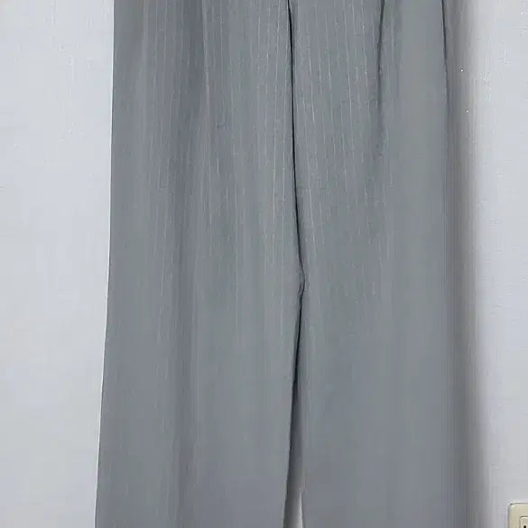 [BUNJANG] ORR Pinstripe Wide Pin Tuck Slacks (Medium Grey, Size M) / 새상품 오르 ORR 핀스트라이프 와이드 핀턱 슬랙스 그레이 M 29 30