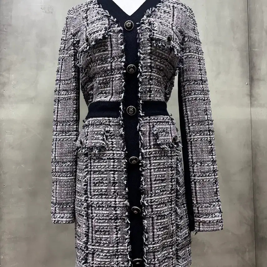 [BUNJANG] EGOIST Tweed Jacket Black/White / 에고이스트 트위드 자켓 블랙/화이트