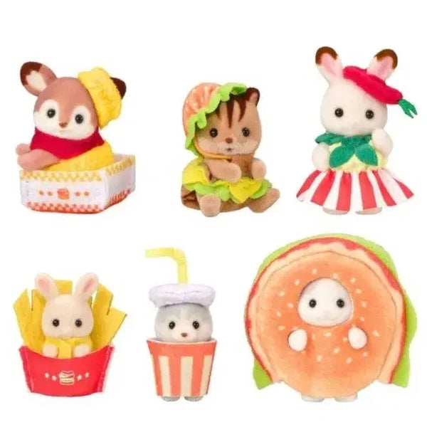 [BUNJANG] Sylvanian Families Hamburger Blind Bag Full Set (Latte Cat, Baby Rabbit, Walnut Squirrel, Husky, Deer) - 6 Types / 풀세트)실바니안 햄버거 블라인드백 라떼고양이, 아기토끼, 호두다람쥐, 허스키, 사슴 6종