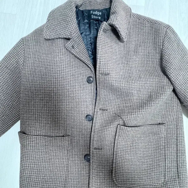 [BUNJANG] La Fille Store Check Wool Jacket Brown / 라퍼지스토어 체크 울 자켓 브라운