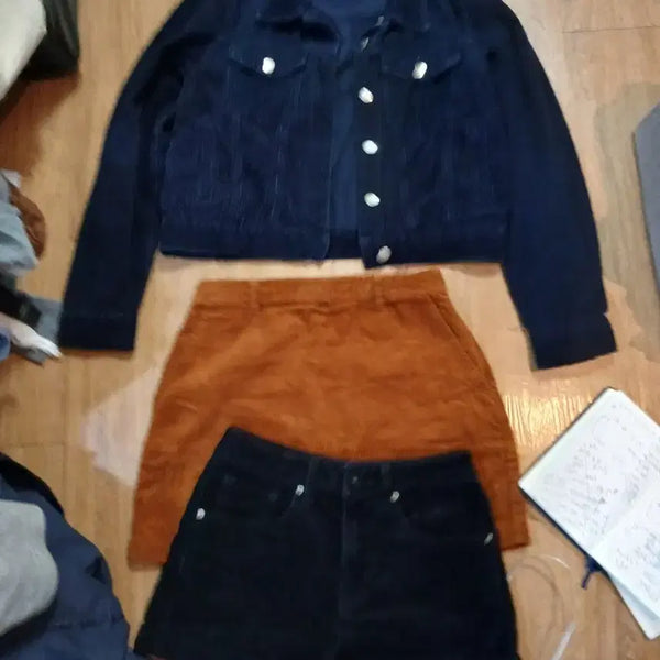 [BUNJANG] Forever 21 Corduroy Jacket Set / 포에버21 골덴남색자켓 M+ 갈색스커트s+블랙숏바지s 세트