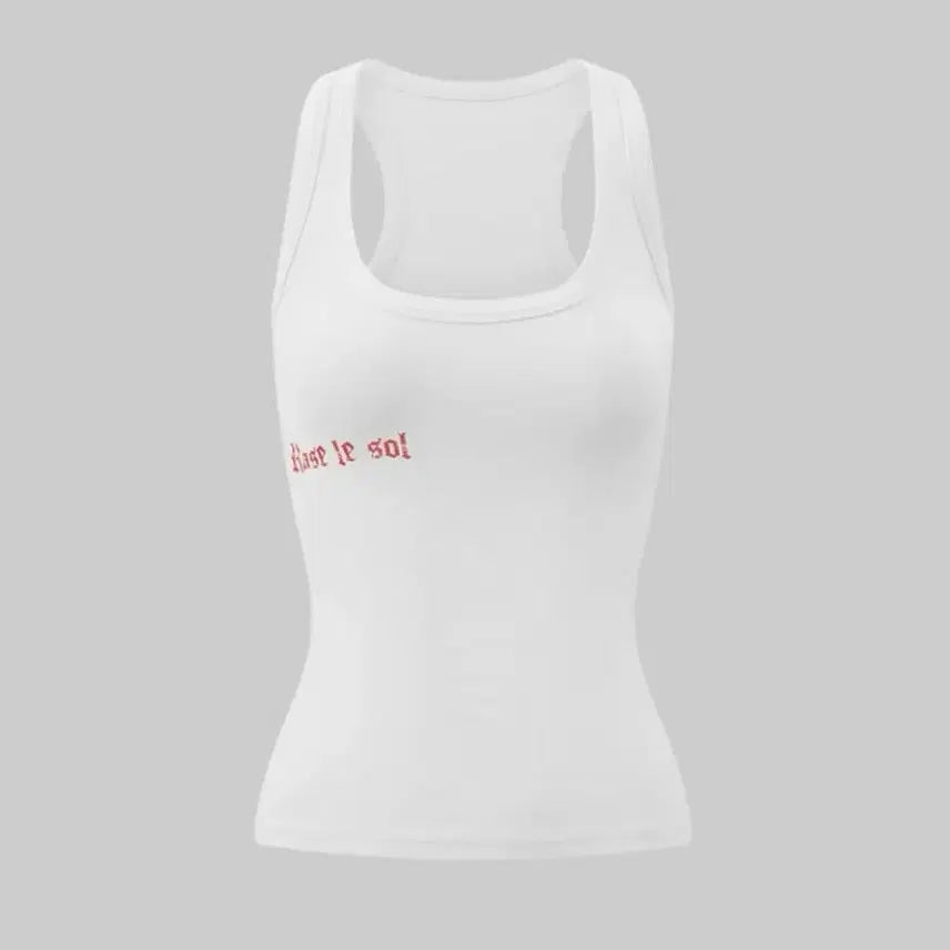 [BUNJANG] Rase Le Sol Red Letter Print Tank Top / Rase le sol 레드 레터 프린트 탱크 탑 슬리브리스
