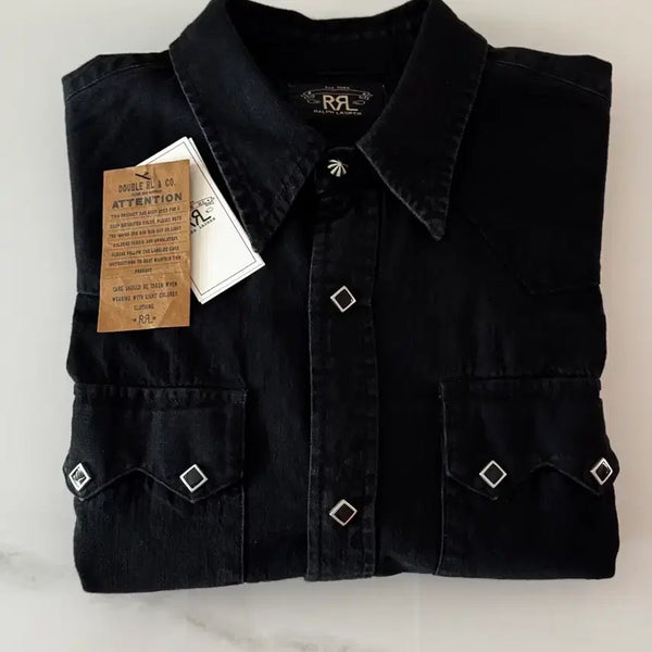 [BUNJANG] RRL Black Denim Western Shirt L / 더블알엘 rrl 블랙 데님 웨스턴 셔츠 L사이즈 (정가49.9)