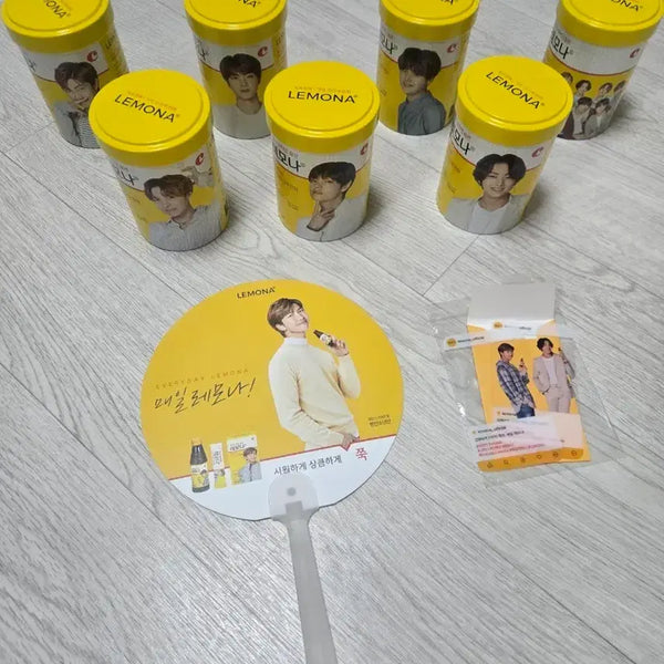[BUNJANG] BTS Lemona Can + Fan + Photocard Set / BTS 레모나 캔 + 부채 + 포토카드 세트