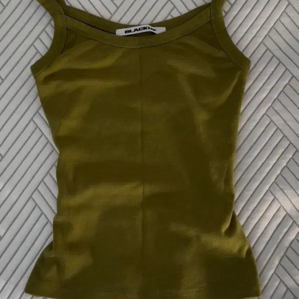 [BUNJANG] Black Up Sleeveless Top Olive / 블랙업 나시