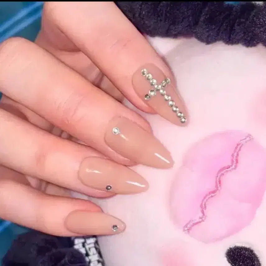 [BUNJANG] Customizable Color Stone Handmade Nail Tips / {색상변경가능}스톤 수제네일팁