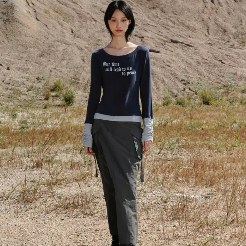 [BUNJANG] BauFF Layered Long Sleeve T-Shirt Charcoal / 새상품) 바우프 레이어드 롱슬리브 티셔츠 [차콜]
