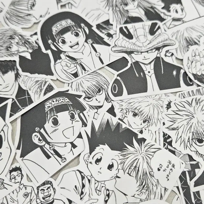 [BUNJANG] Hunter x Hunter Killua & Gon Black and White Sticker Set (72 Pieces) / 헌터헌터 키르아 곤 흑백스티커 72조각 일괄