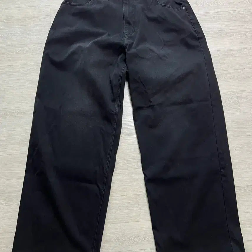 [BUNJANG] Branded Wide Denim Sweatpants Black / 브랜디드 / 와이드 데님 스웻 팬츠 / 34