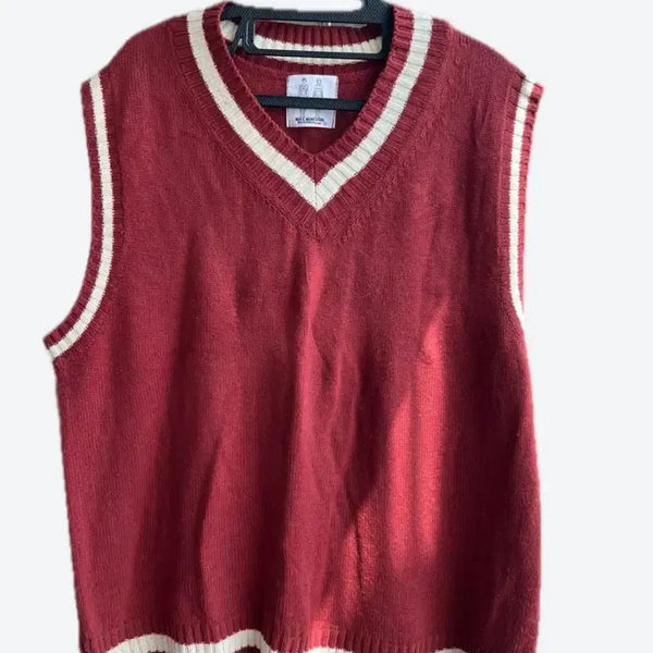[BUNJANG] OOTD Knit Vest Burgundy / OOTD 니트 조끼 버건디