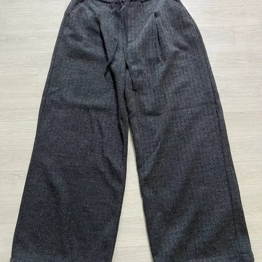 [BUNJANG] DSR Knitted Banding Wide Pants Charcoal L / 디앤에스알 / 니티드 밴딩 와이드 팬츠 차콜 / L