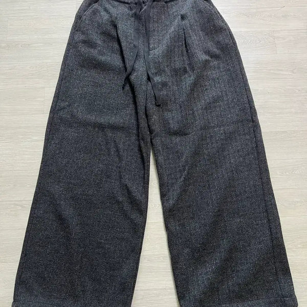 [BUNJANG] DSR Knitted Banding Wide Pants Charcoal L / 디앤에스알 / 니티드 밴딩 와이드 팬츠 차콜 / L