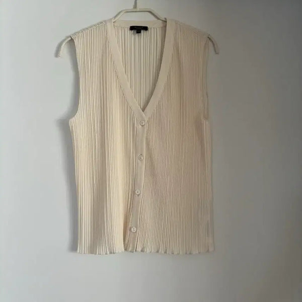 [BUNJANG] Massimo Dutti Beige Pleated Sleeveless Shirt / [마시모두띠] (새상품) 베이지 플리츠 셔츠