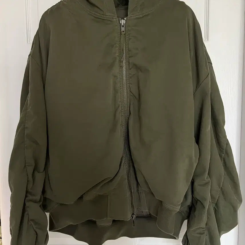 [BUNJANG] Branded Shirring Hooded Bomber Jacket XL / 브랜디드 / 셔링 후드 봄버 자켓 / XL