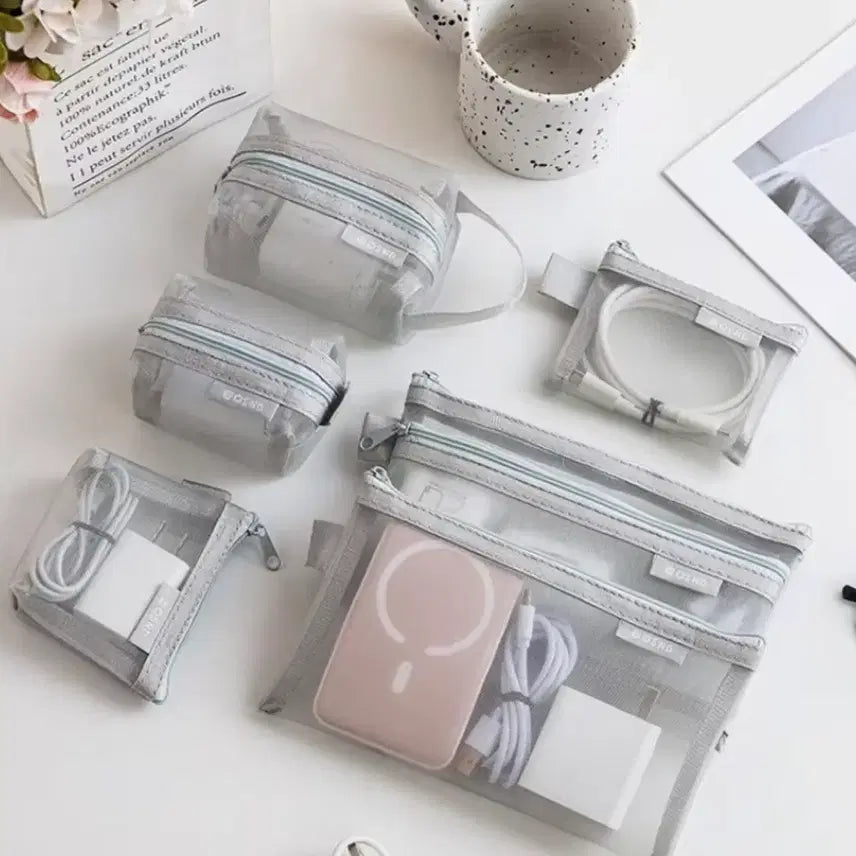 [BUNJANG] Mesh Pouch Set - Gray / 메쉬 파우치 세트_그레이