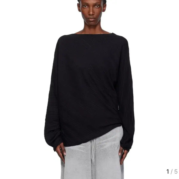 [BUNJANG] Openyy Pleats Top Black S / 오픈 와이와이 openyy 플리츠 탑 블랙 s