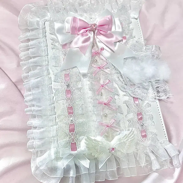 [BUNJANG] Ribbon Lace A5 Binder / 레이스 다이어리 바인더 리본 A5 다꾸 포카 덕질