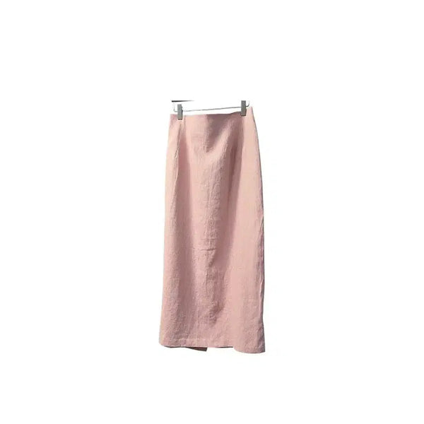 [BUNJANG] Baby Pink Linen Skirt with Back Slit / 새상품 /  베이비핑크  백슬릿  린넨 스커트
