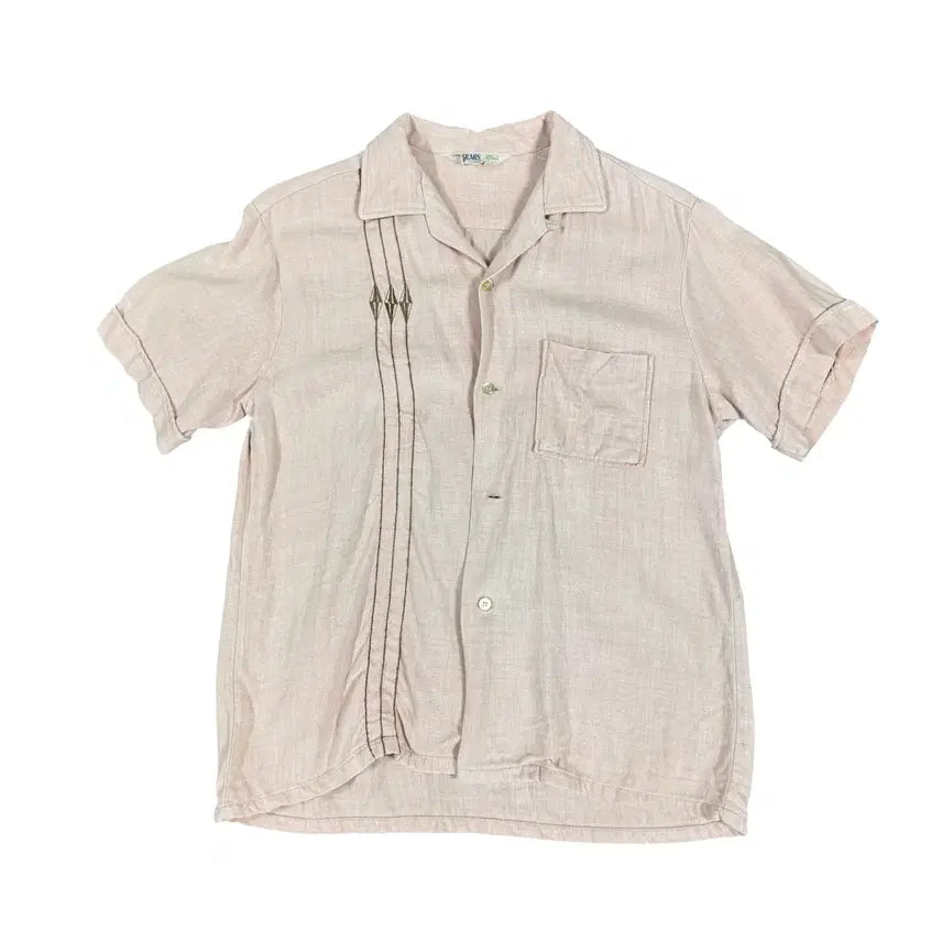 [BUNJANG] Vintage 1950s Sears Loop Collar Rayon Shirt (Size M) / 빈티지 50s 시어스 루프 카라 레이온 셔츠 Sears Loop Collar Rayon Shirt
