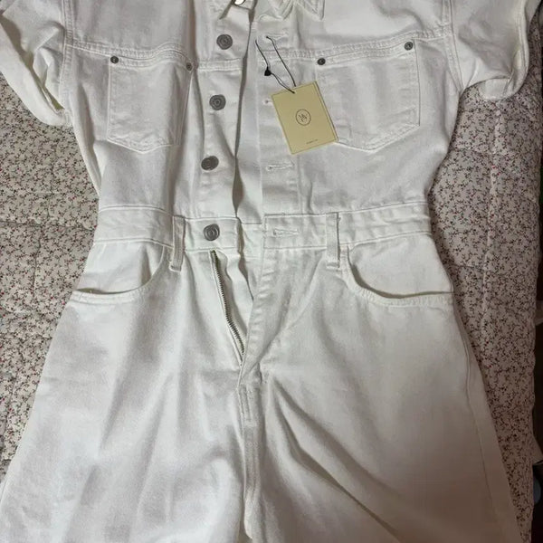 [BUNJANG] Merryon White Denim Jumpsuit / 메리온 merryon 화이트 데님 점프수트 멜빵