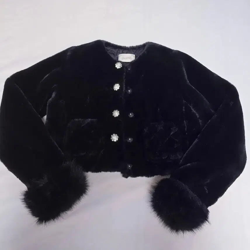 [BUNJANG] Michellemacaron Faux Fur Jacket Black / 미셸마카롱 아우터 퍼 자켓 블랙