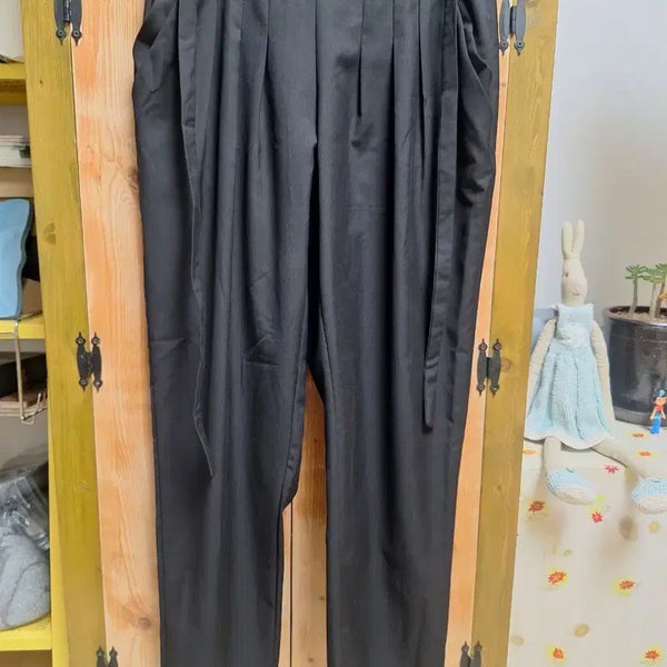 [BUNJANG] Black Wide Slacks Belt Set M / 블랙 와이드 슬랙스 벨트 세트 M